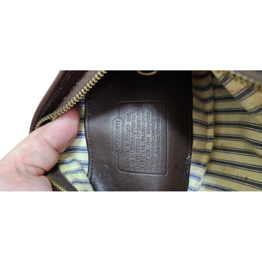 Vintage Coach Leather Cosmetic Pouch Brown Zip Clutch USA Made Classic Minimal - Picture 7 of 12